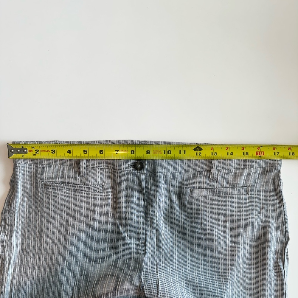 New J. Jill Light Gray Striped Wide - Leg Linen Stretch Pants Size 12 Petite - Picture 9 of 12